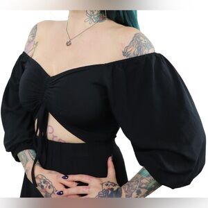 Foxblood Lydia midi off the shoulder dress